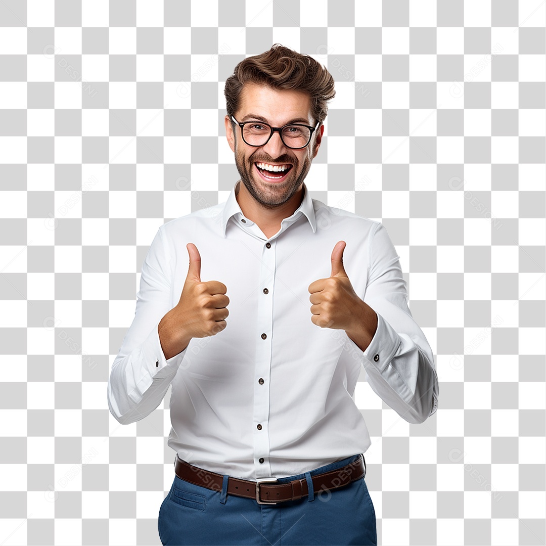 Homem com Gesto de Positivo PNG Transparente