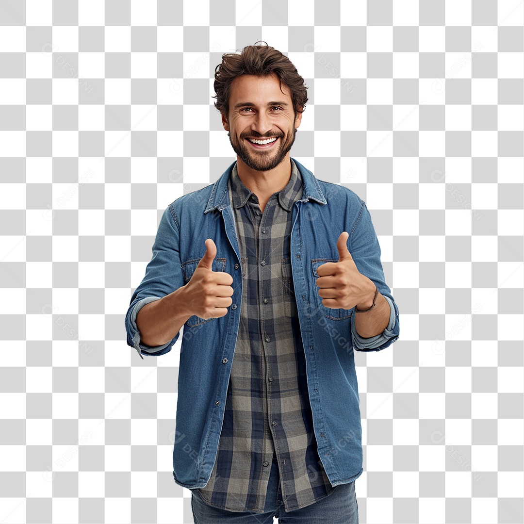 Homem com Gesto de Positivo PNG Transparente