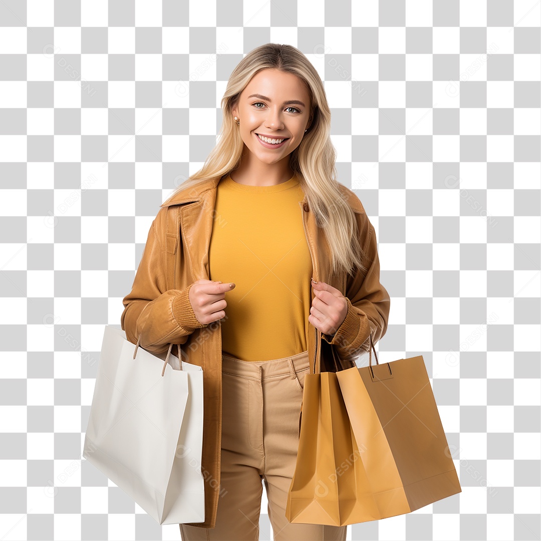 Mulher com Sacola de Compras PNG Transparente