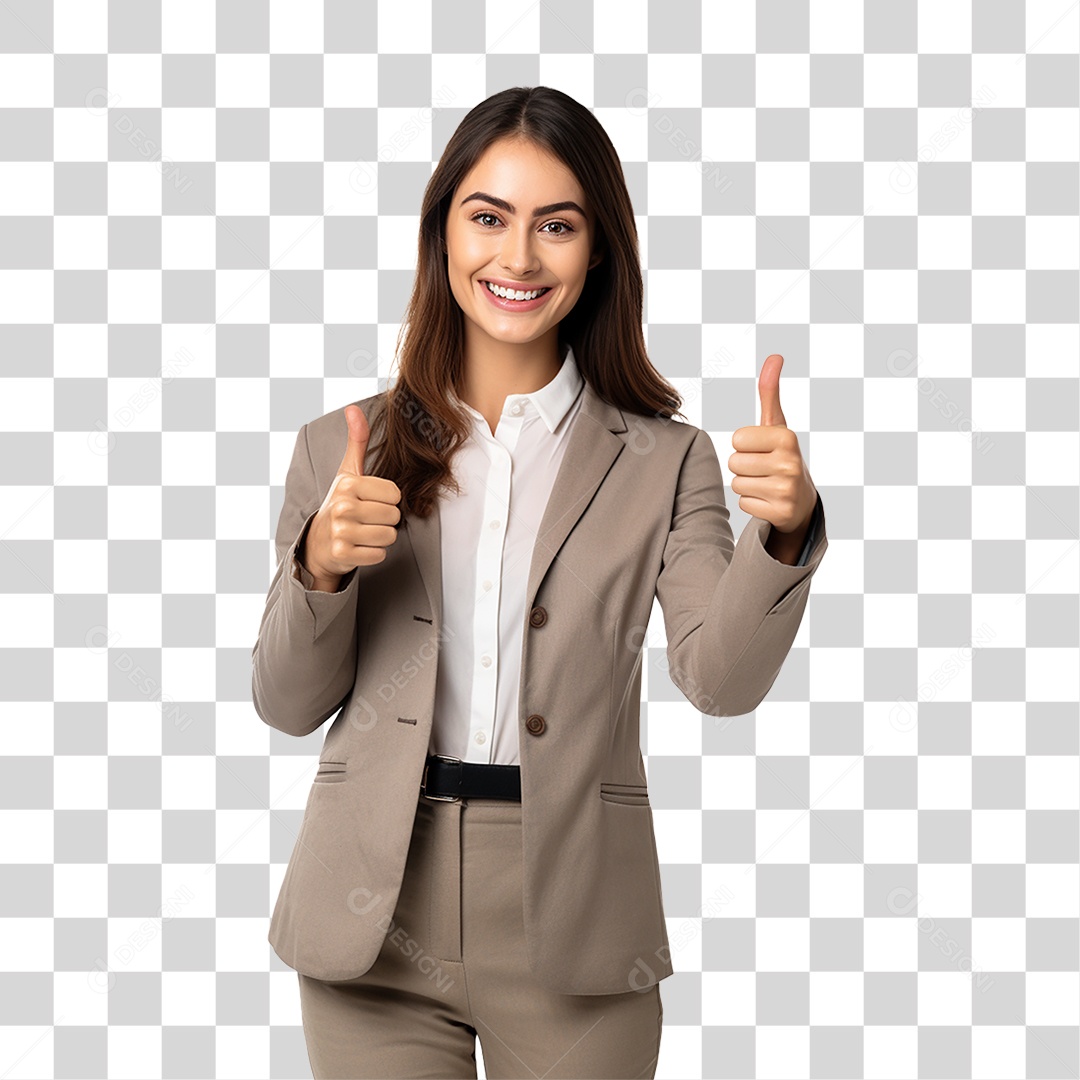 Mulher com Gesto de Positivo PNG Transparente