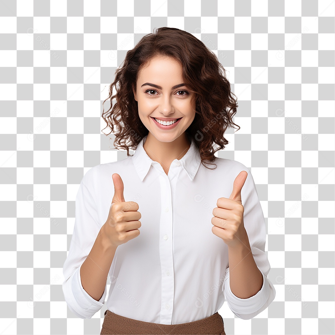 Mulher com Gesto de Positivo PNG Transparente