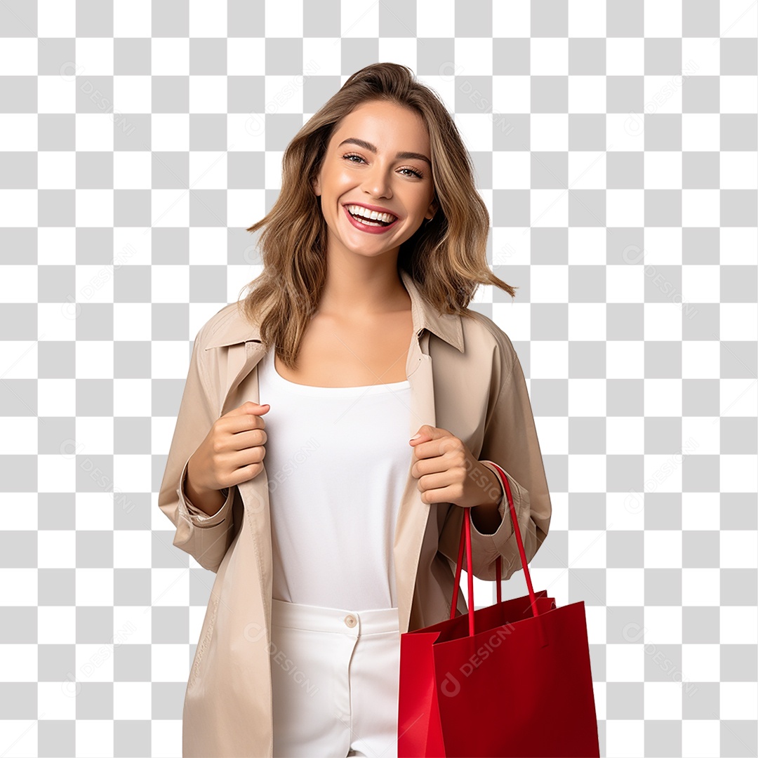 Mulher com Sacola de Compras PNG Transparente