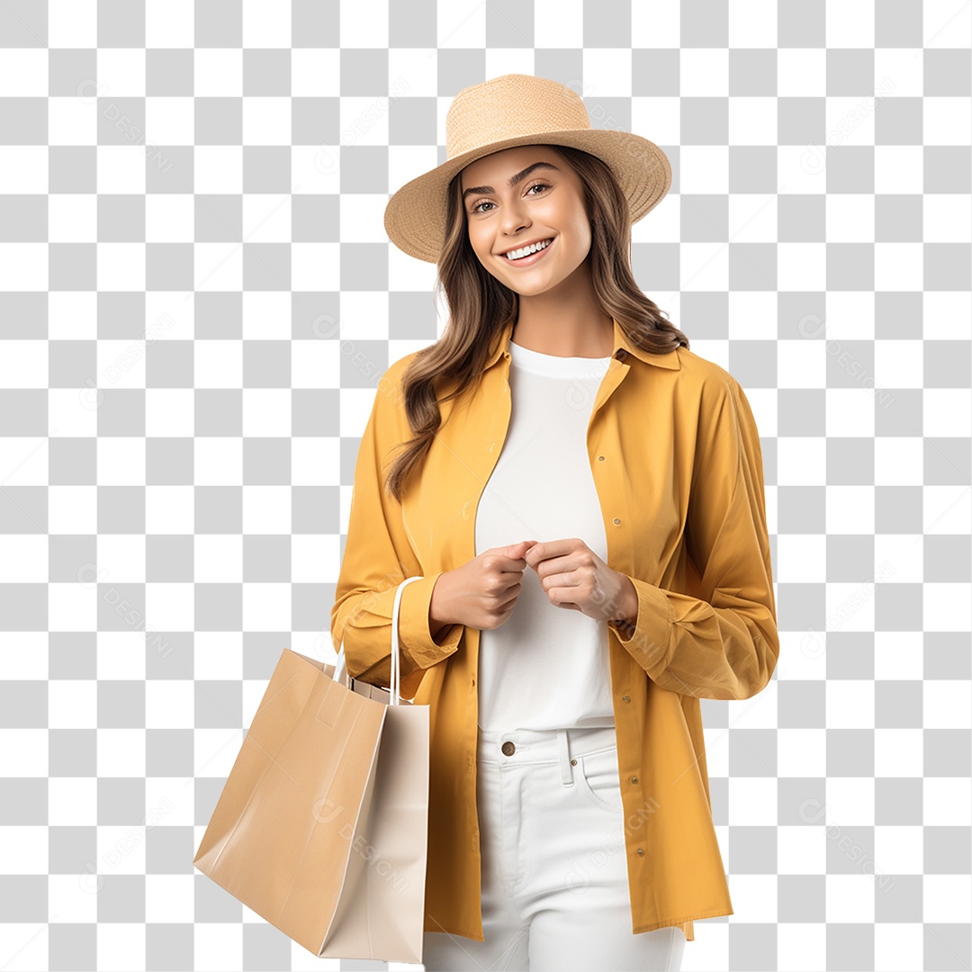 Mulher com Sacola de Compras PNG Transparente