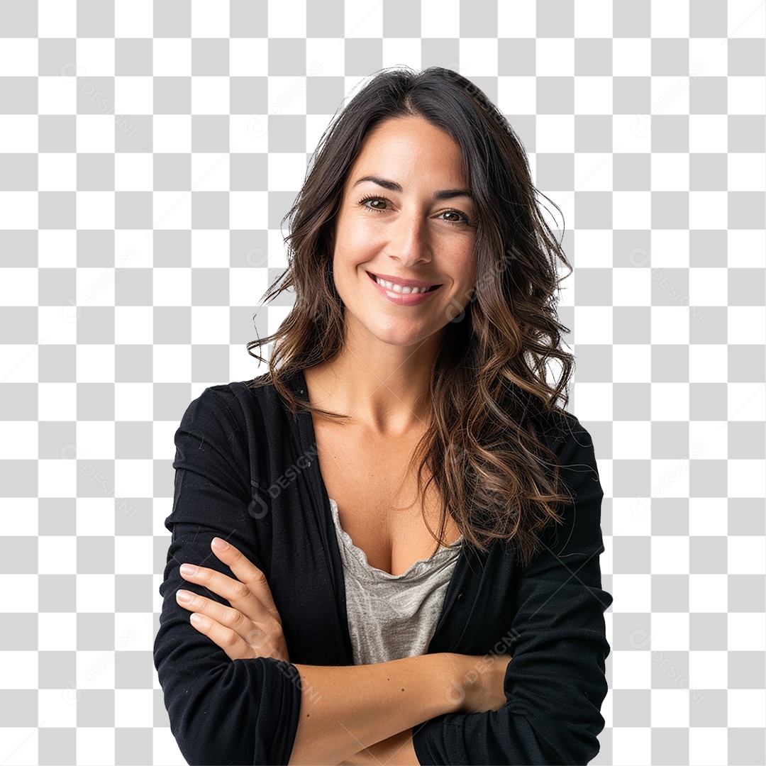 Mulher com os Braços Cruzados PNG Transparente