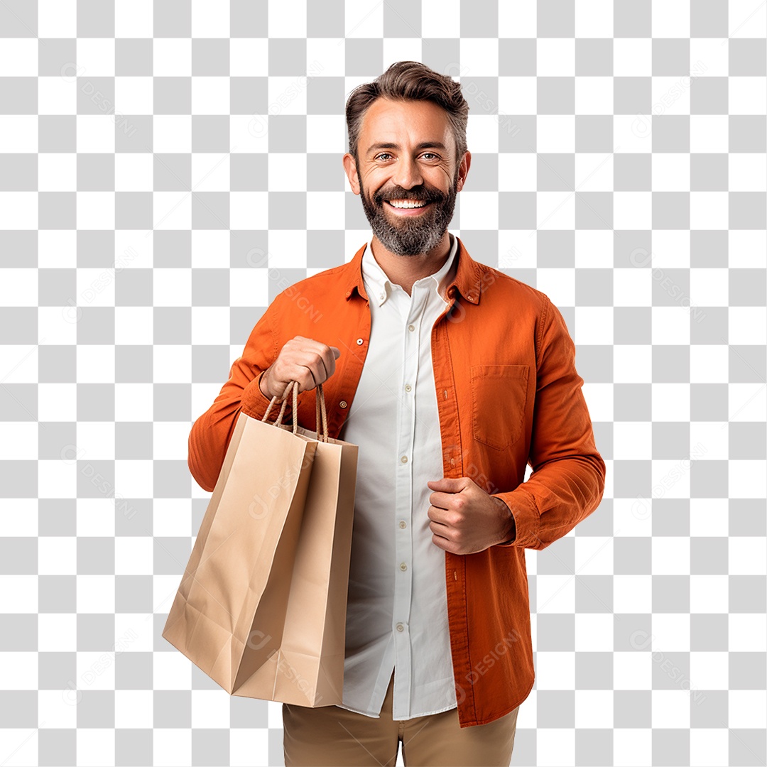 Homem com Sacola de Compras PNG Transparente