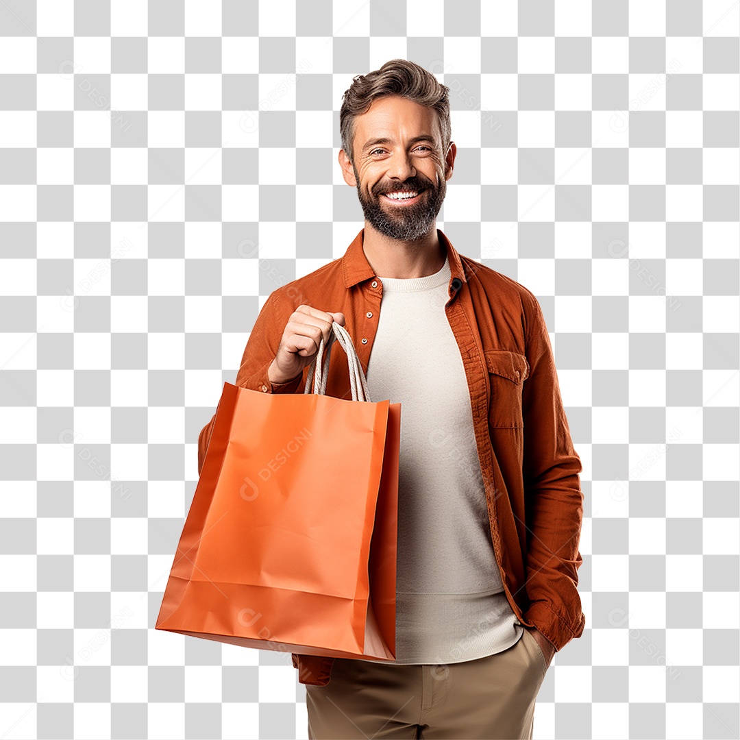 Homem com Sacola de Compras PNG Transparente