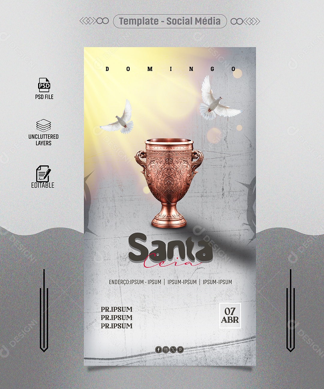 Santa Ceia 07 de Abril Social Media PSD Editável