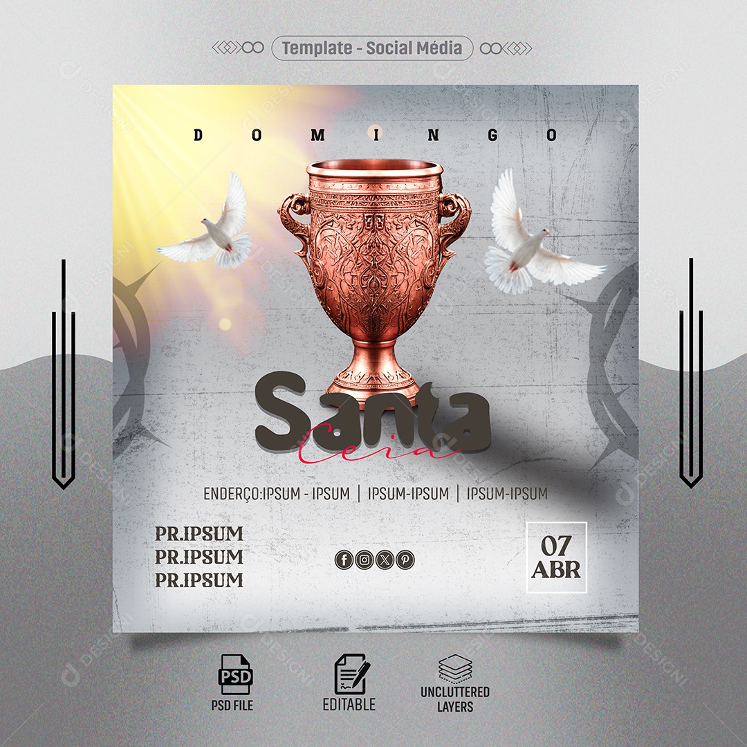 Feed Santa Ceia 07 de Abril Social Media PSD Editável