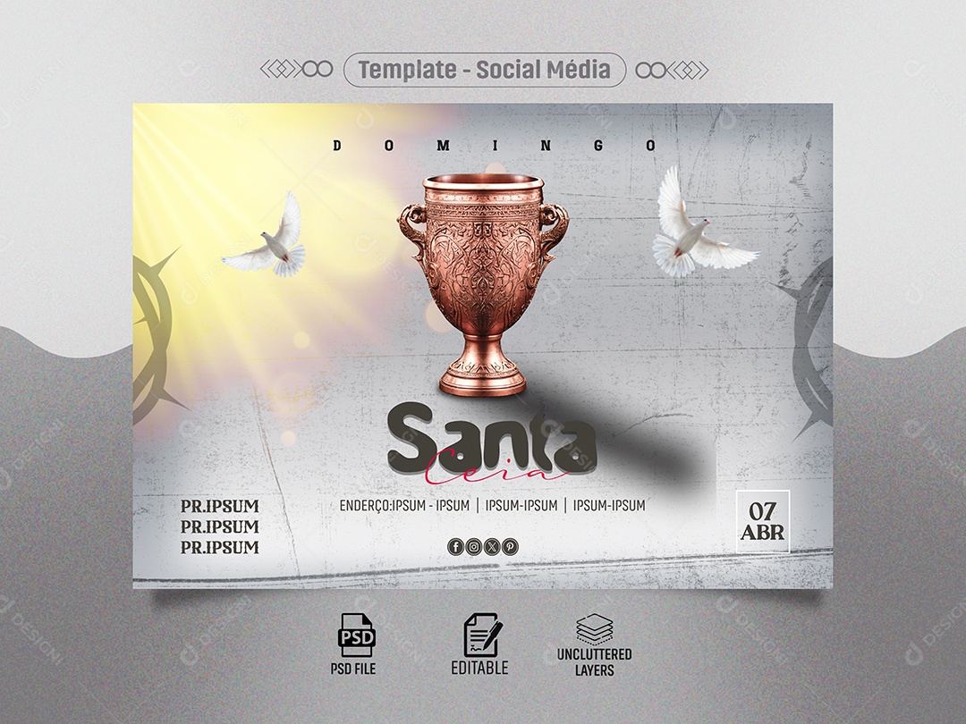Banner Santa Ceia 07 de Abril Social Media PSD Editável