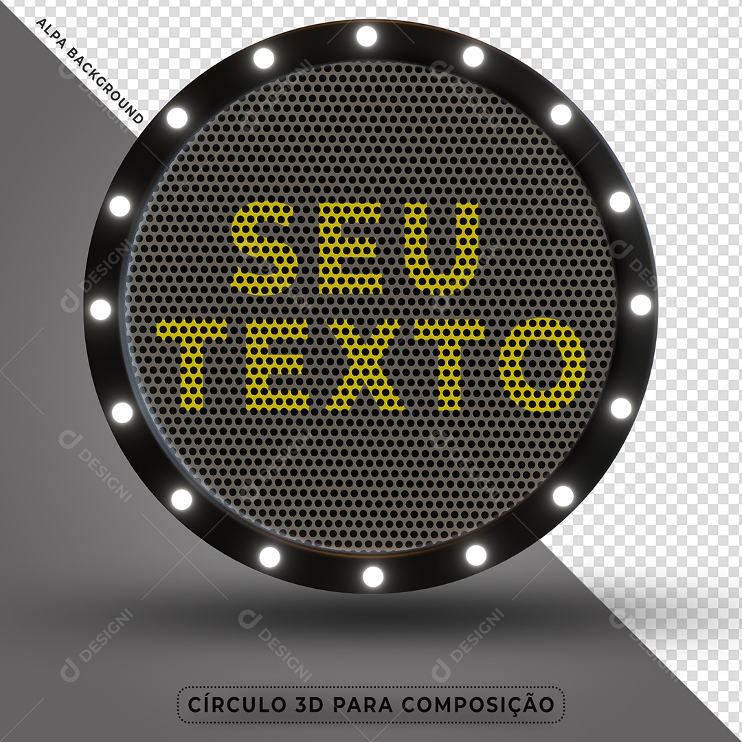 Elemento 3D Círculo Luminoso Painel de Metal para Composição PSD