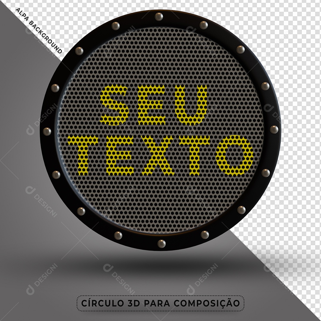 Elemento 3D Círculo Painel de Metal para Composição PSD