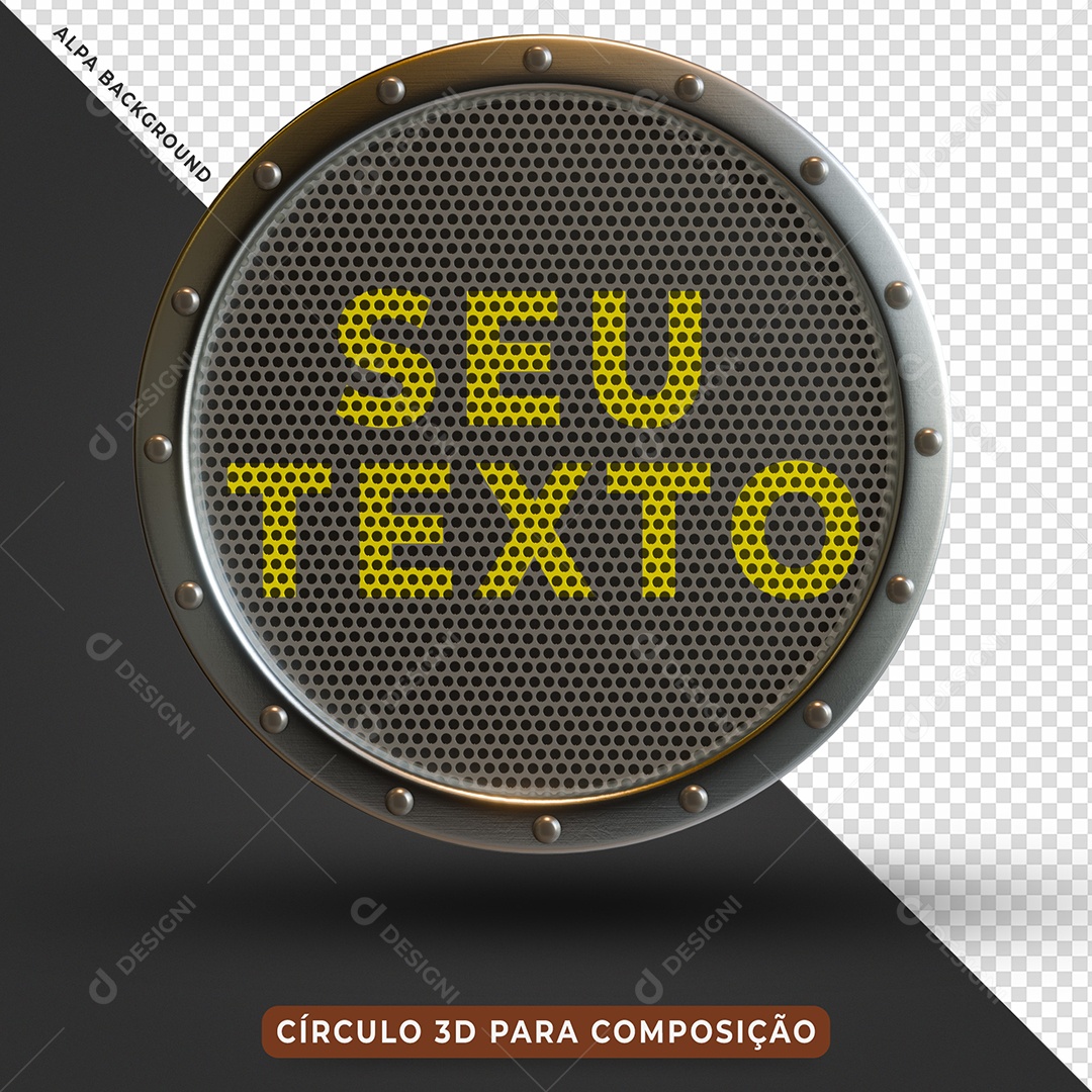 Círculo Painel de Metal Elemento 3D para Composição PSD