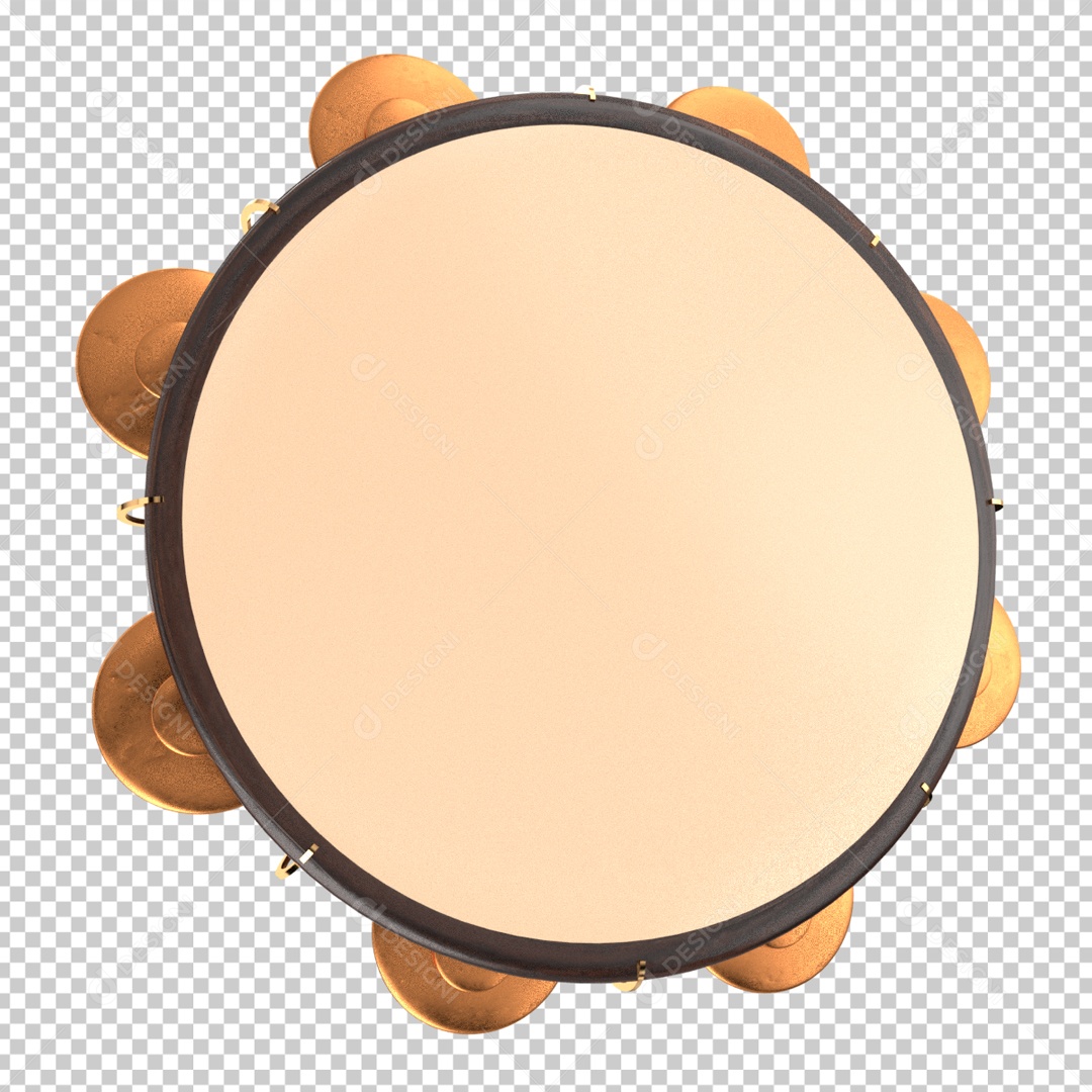 Pandeiro Carnaval Elemento 3D para Composição PSD