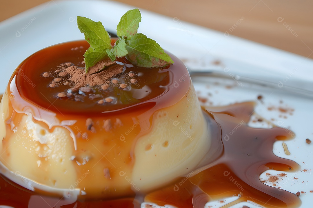 Pudim com deliciosa calda de caramelo