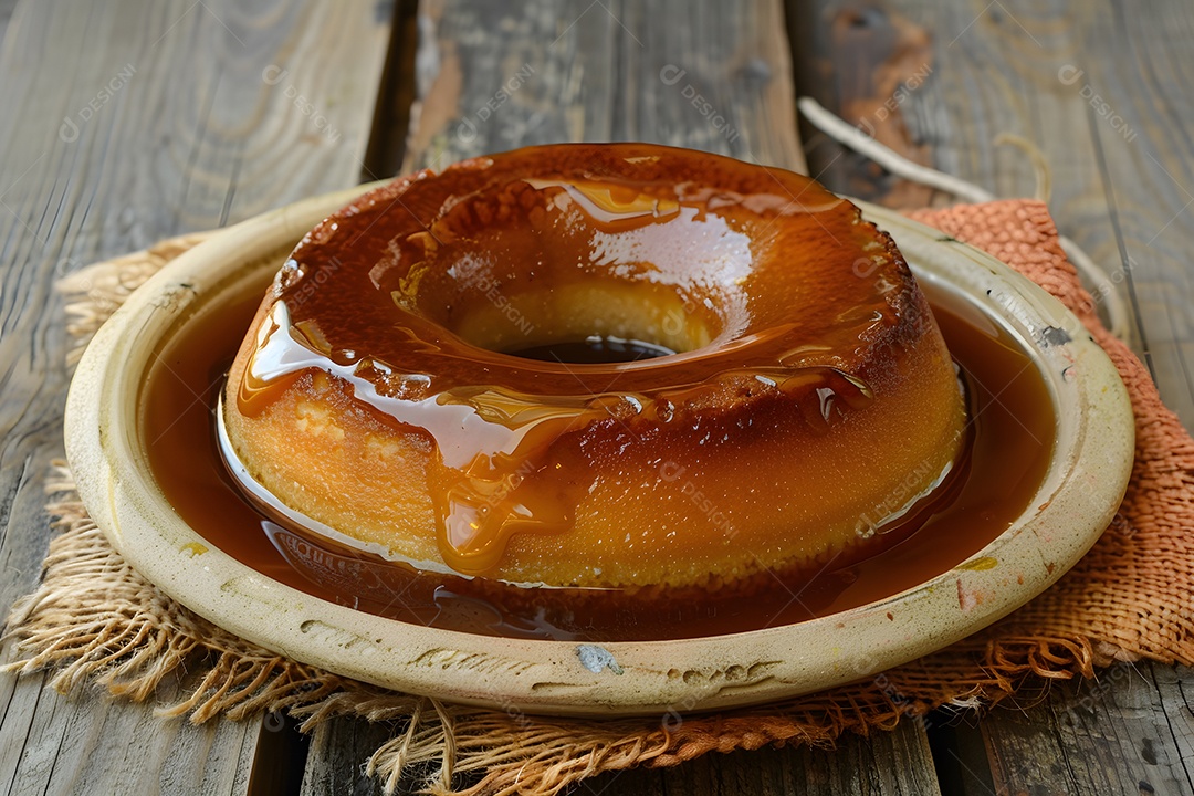 Pudim de leite condensado lindo e saboroso com colher ao lado
