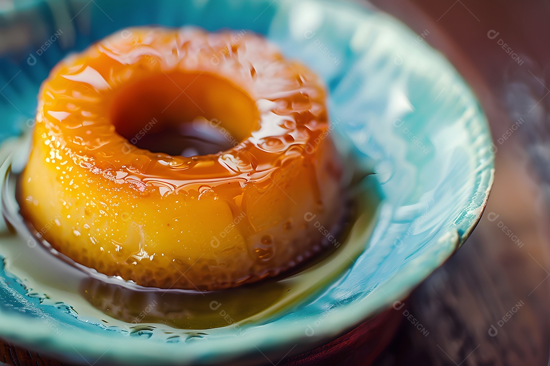 Mini pudim com caramelo decorado