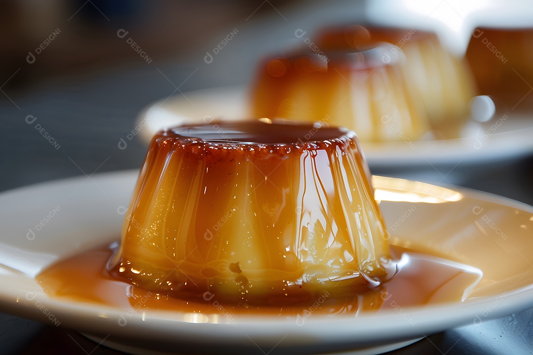 Mini pudim com caramelo decorado