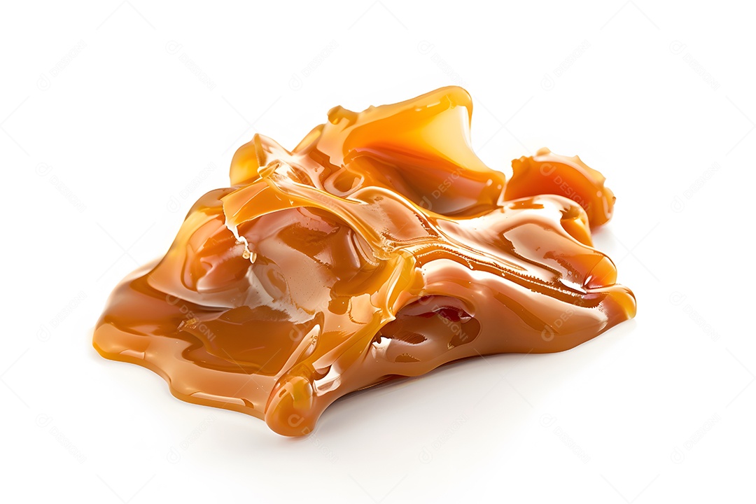 Caramelo derretido sobre fundo branco