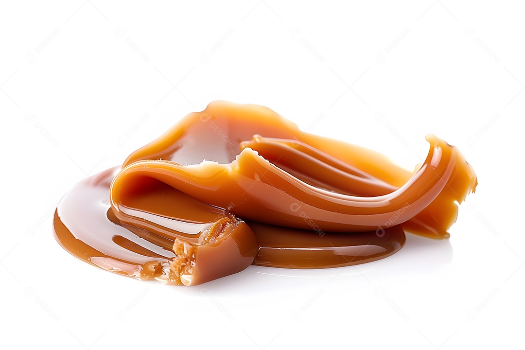 Caramelo derretido sobre fundo branco