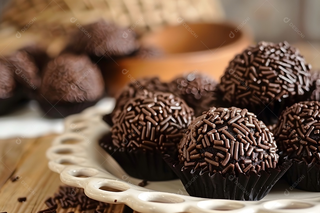 Bandejas brancas com brigadeiros deliciosos