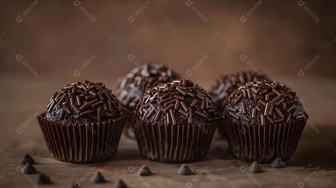 Doces de chocolate com granulado