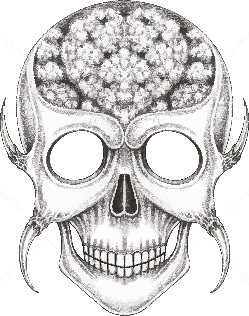 Desenho de Caveira Feito a Mão Vetor EPS