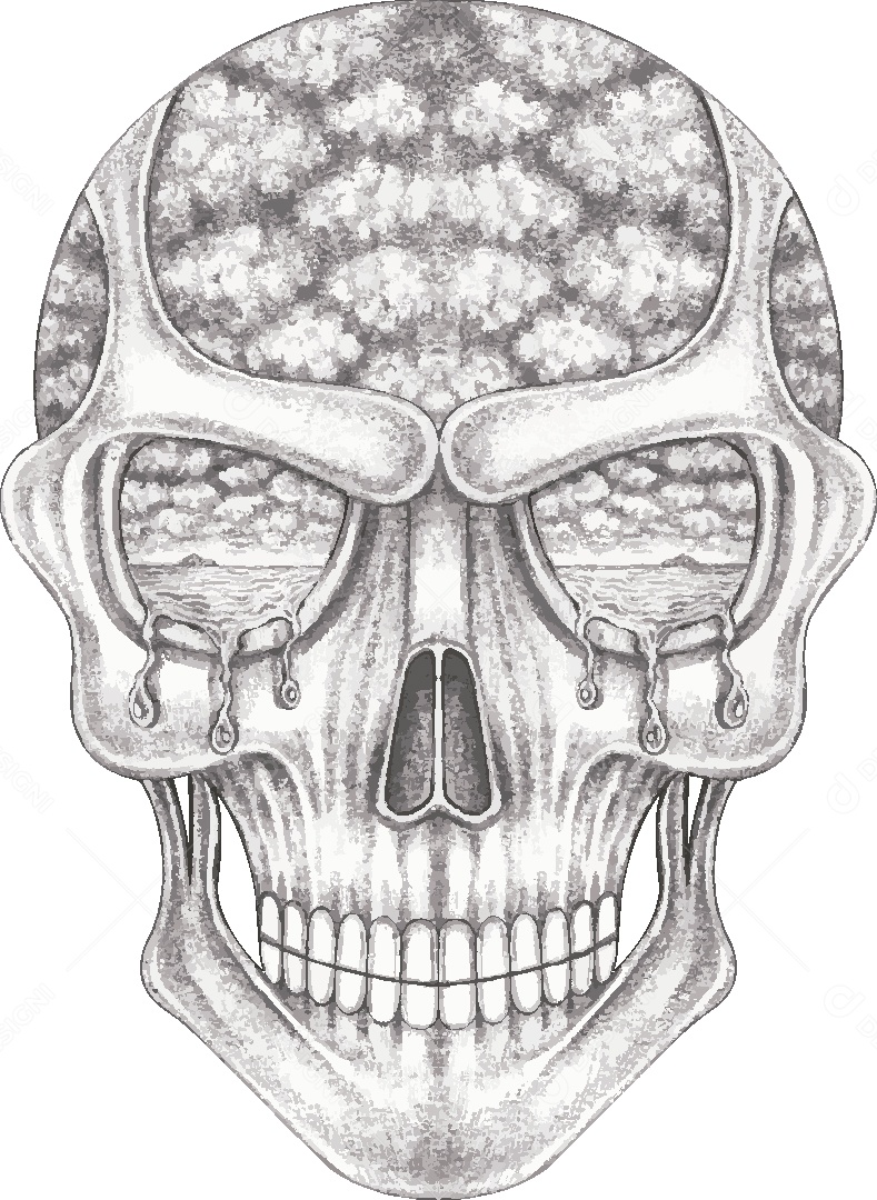 Desenho de Caveira Feito a Mão Vetor EPS