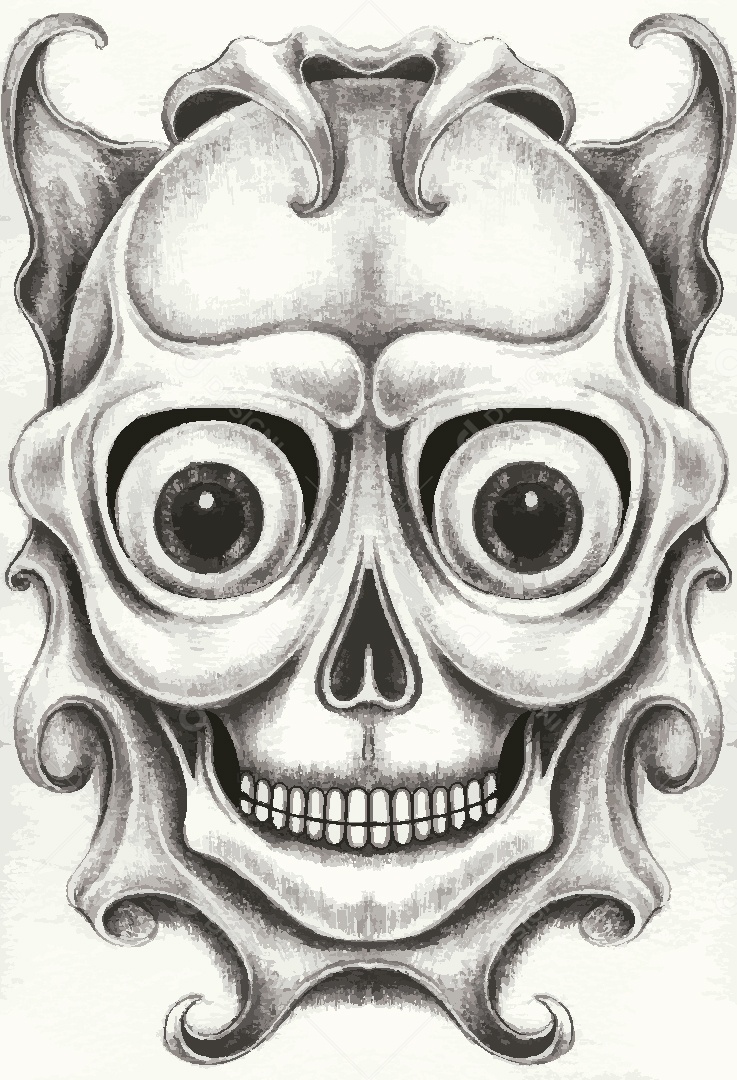 Desenho de Caveira Feito a Mão Vetor EPS