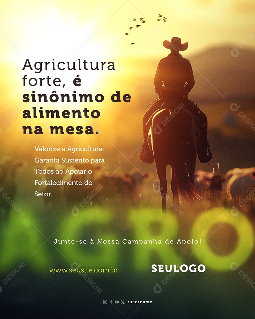 Agricultura Forte é Sinônimo de Alimento ns Mesa Social Media PSD Editável