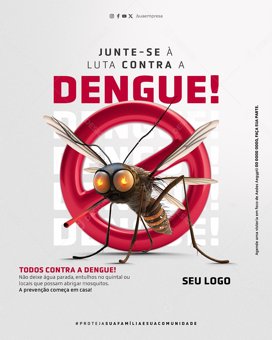 Junte-se a Luta Contra a Dengue Social Media PSD Editável
