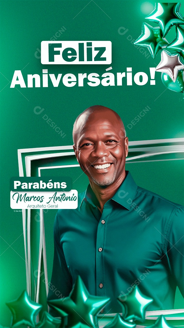 Story Feliz Aniversário Marcos Antônio Arquiteto Geral Social Media PSD Editável