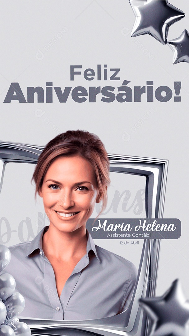 Story Feliz Aniversário Maria Helena Assistente Contábil Social Media PSD Editável