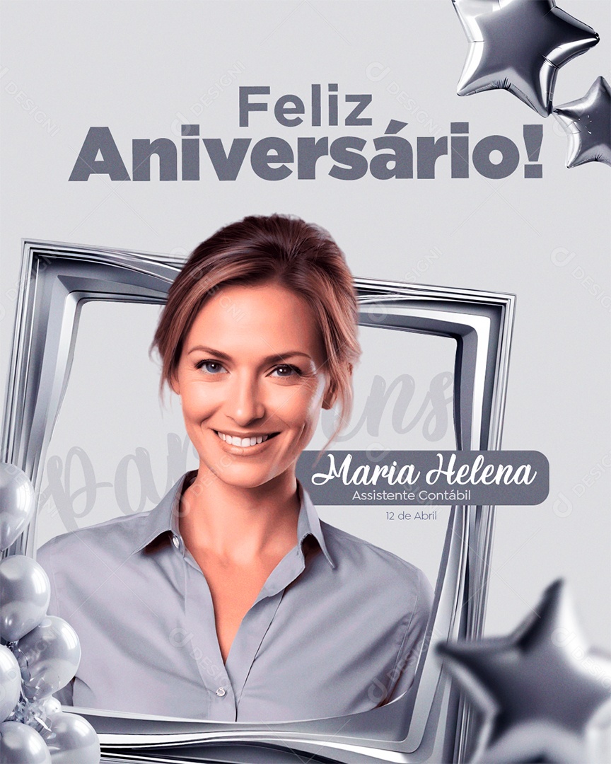 Feliz Aniversário Maria Helena Assistente Contábil Social Media PSD Editável