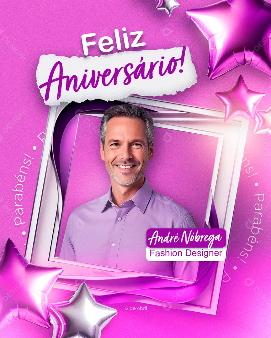 Feliz Aniversário André Nóbrega Fashion Designer Social Media PSD Editável