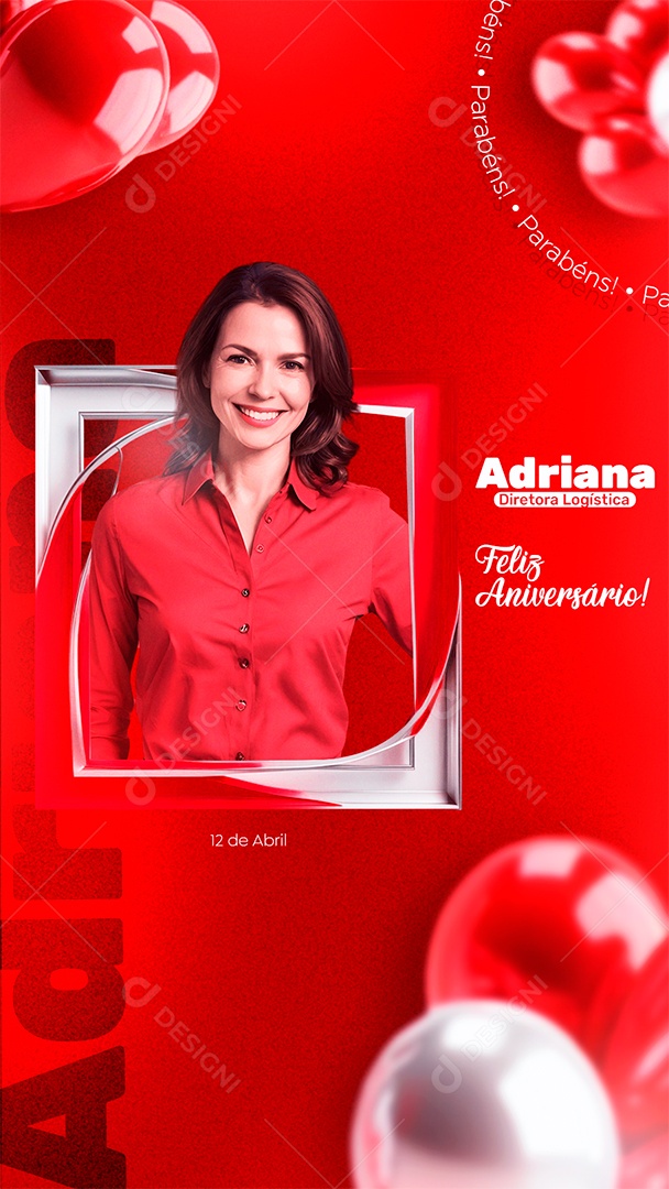Story Feliz Aniversário Adriana Diretora Logística Social Media PSD Editável