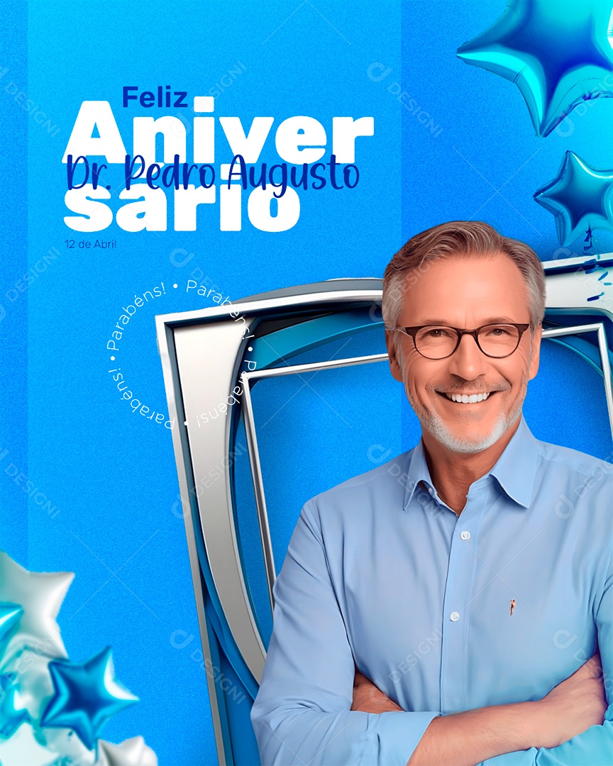 Feliz Aniversário Dr Pedro Augusto Social Media PSD Editável