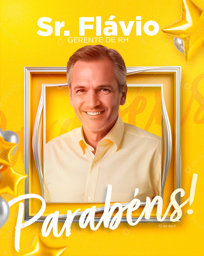 Feliz Aniversário Sr Flavio Gerente de Rh Parabéns Social Media PSD Editável