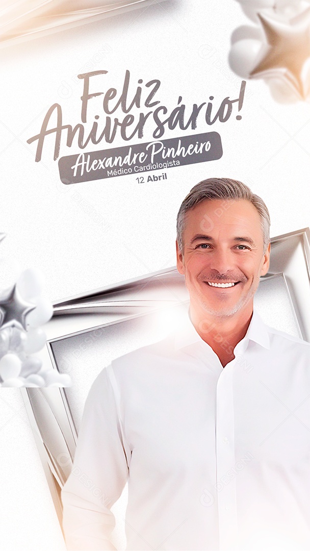 Story Feliz Aniversário Alexandre Pinheiro Médico cardiologista Social Media PSD Editável