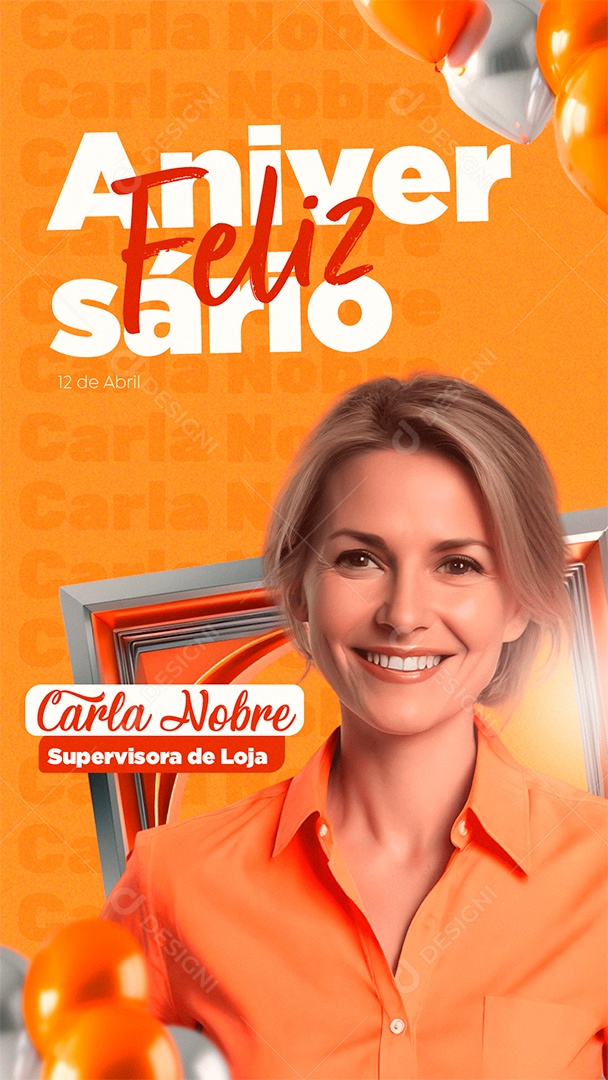 Story Feliz Aniversário Carla Nobre Supervisora de Loja Social Media PSD Editável