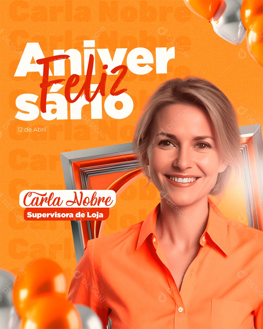 Feliz Aniversário Carla Nobre Supervisora de Loja Social Media PSD Editável