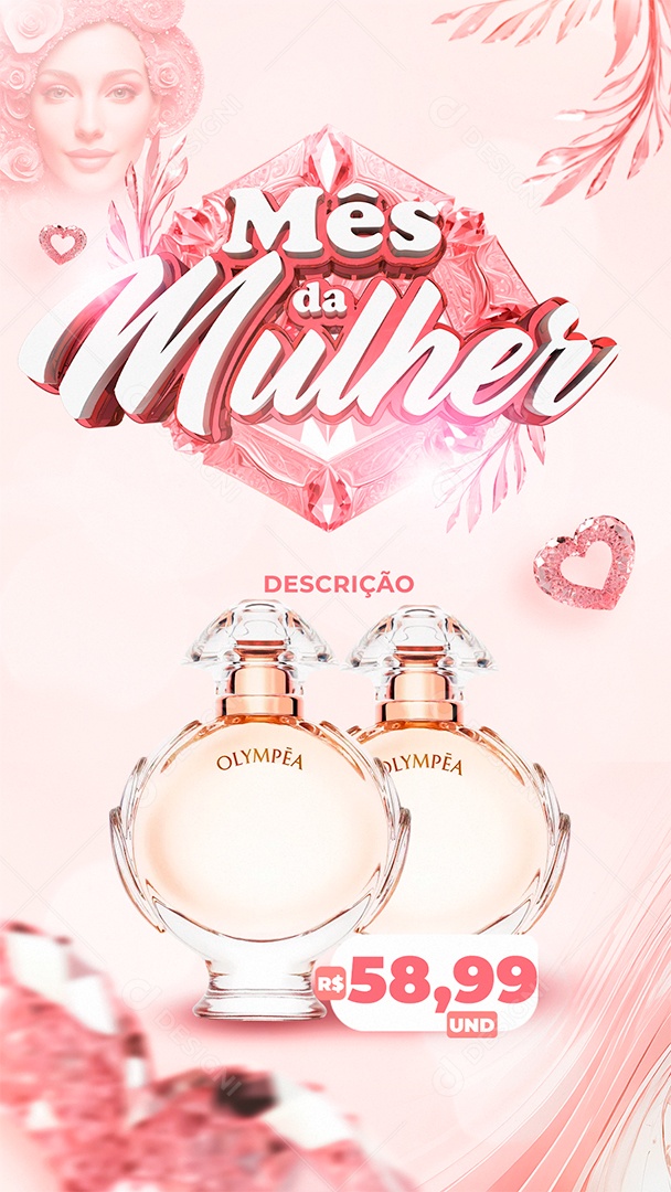 Story Perfumaria Mês da Mulher Olympéa produto Social Media PSD Editável