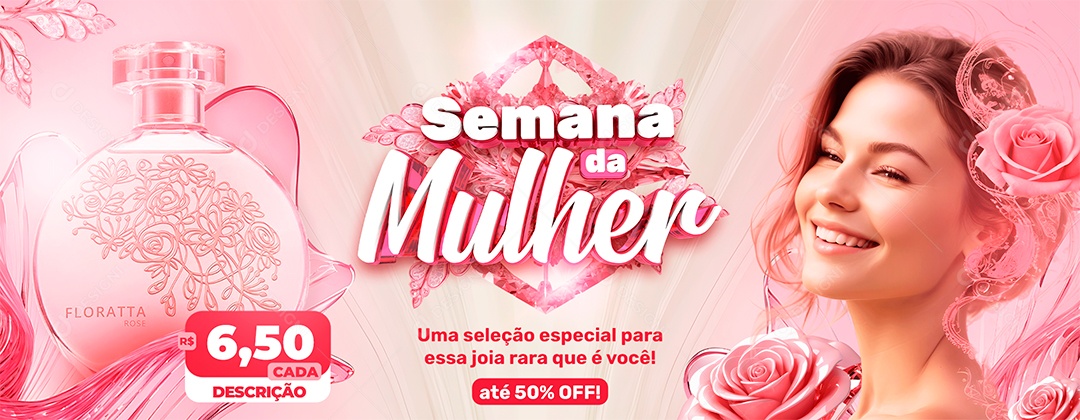 Semana da Mulher Perfumaria Perfume Floratta até 50% Off Social Media PSD Editável