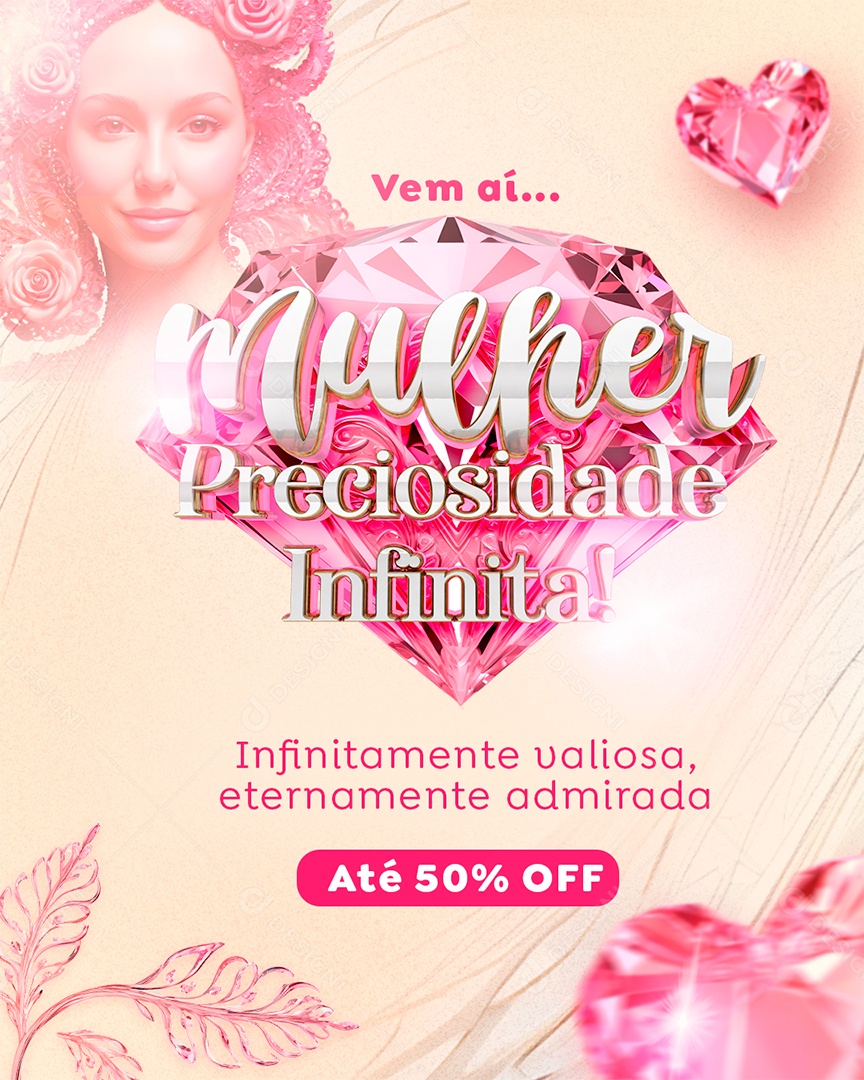 Mulher Preciosidade Infinita Até 50% Off Social Media PSD Editável