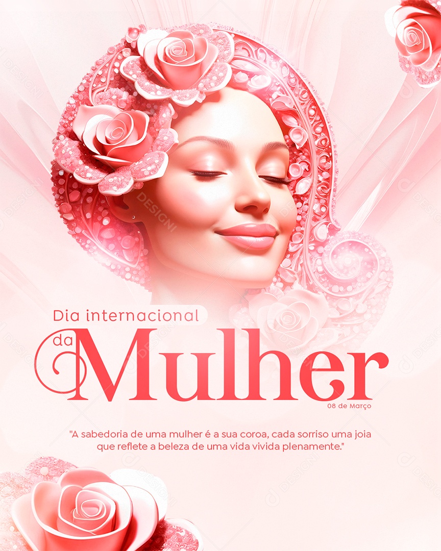 Dia Internacional da Mulher 08 de Março A sabedoria de uma mulher Social Media PSD Editável
