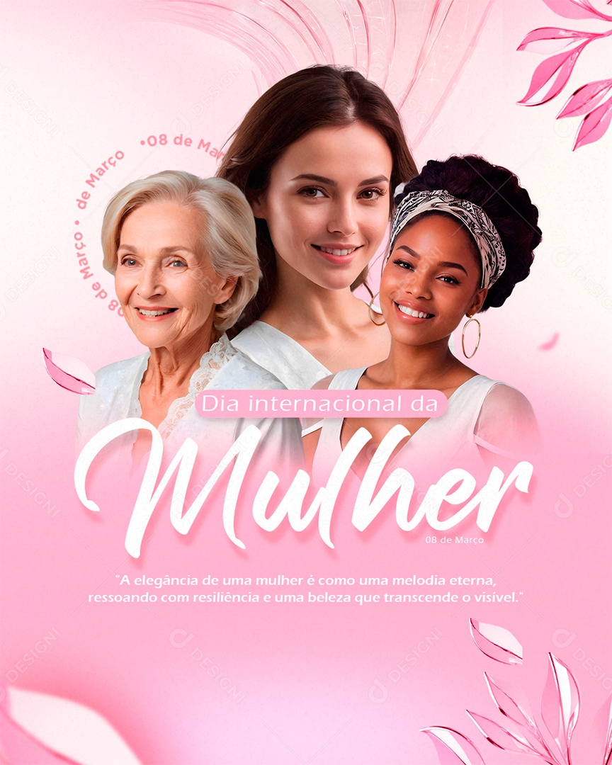 Dia Internacional da Mulher 08 de Março Social Media PSD Editável