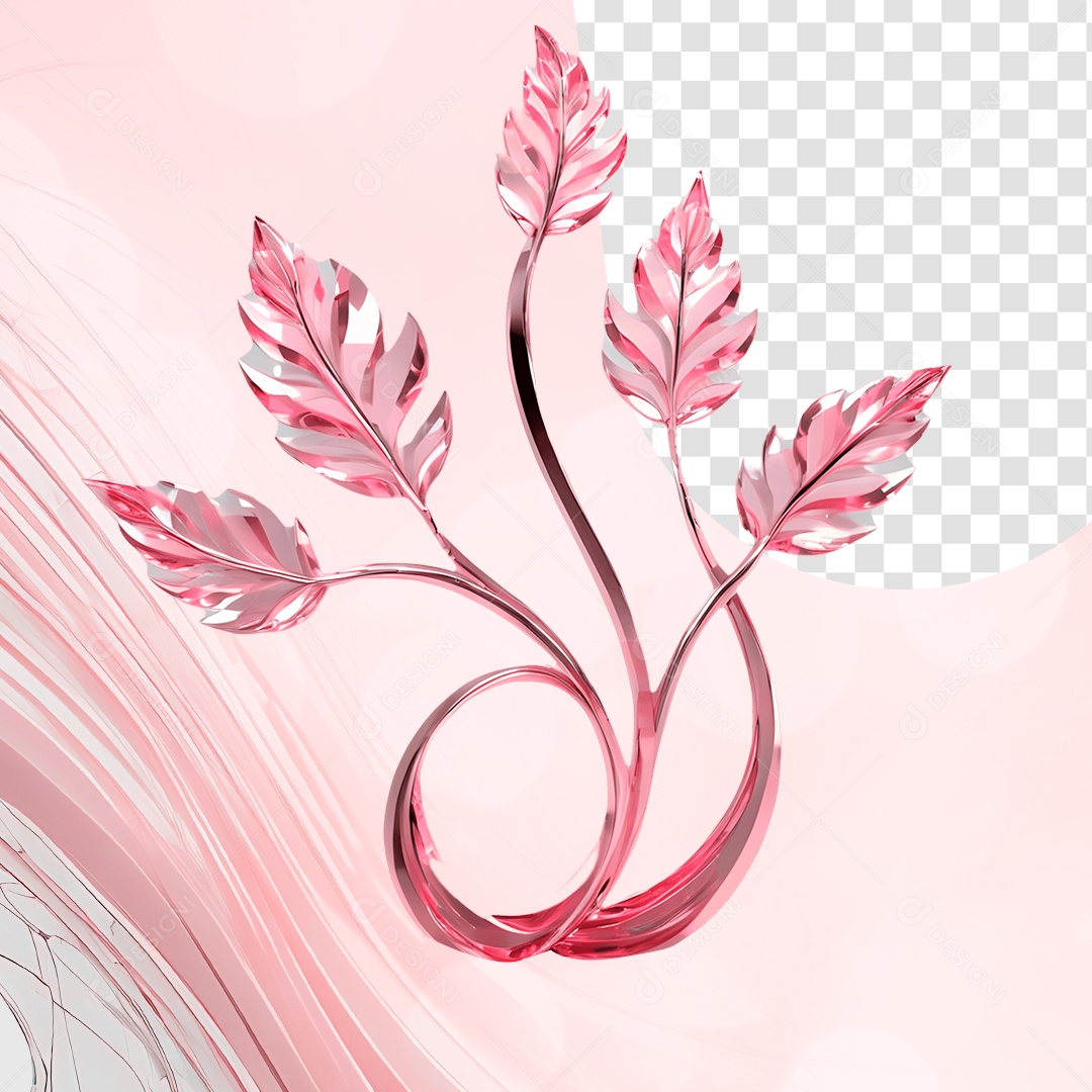 Planta de Cristal Rosa Elemento 3D para Composição PSD