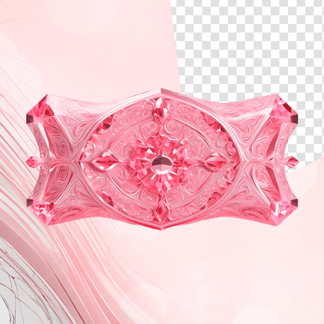Elemento 3D Diamante de Cristal Rosa para Composição PSD