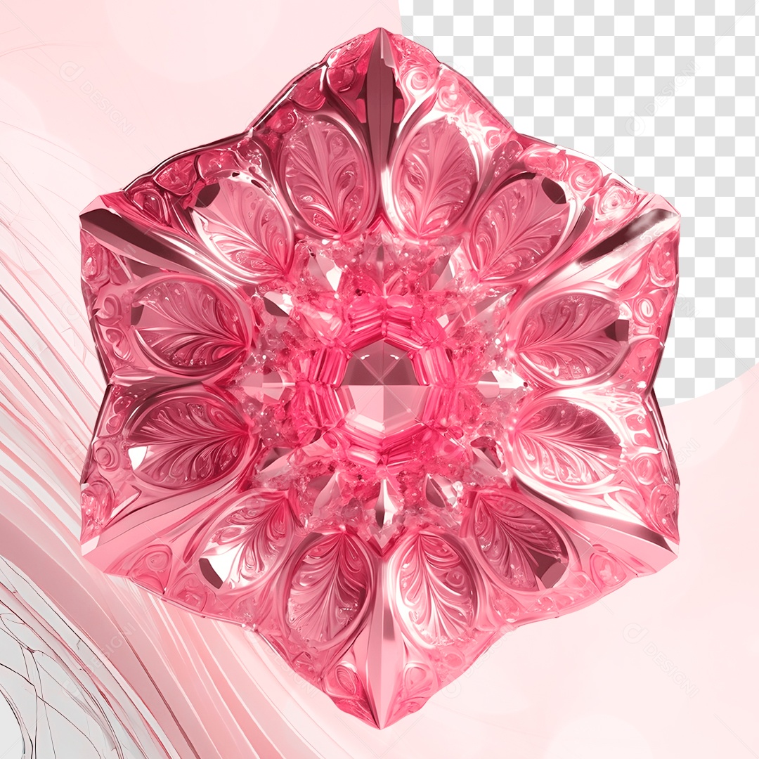 Elemento 3D Diamante de Cristal Rosa para Composição PSD