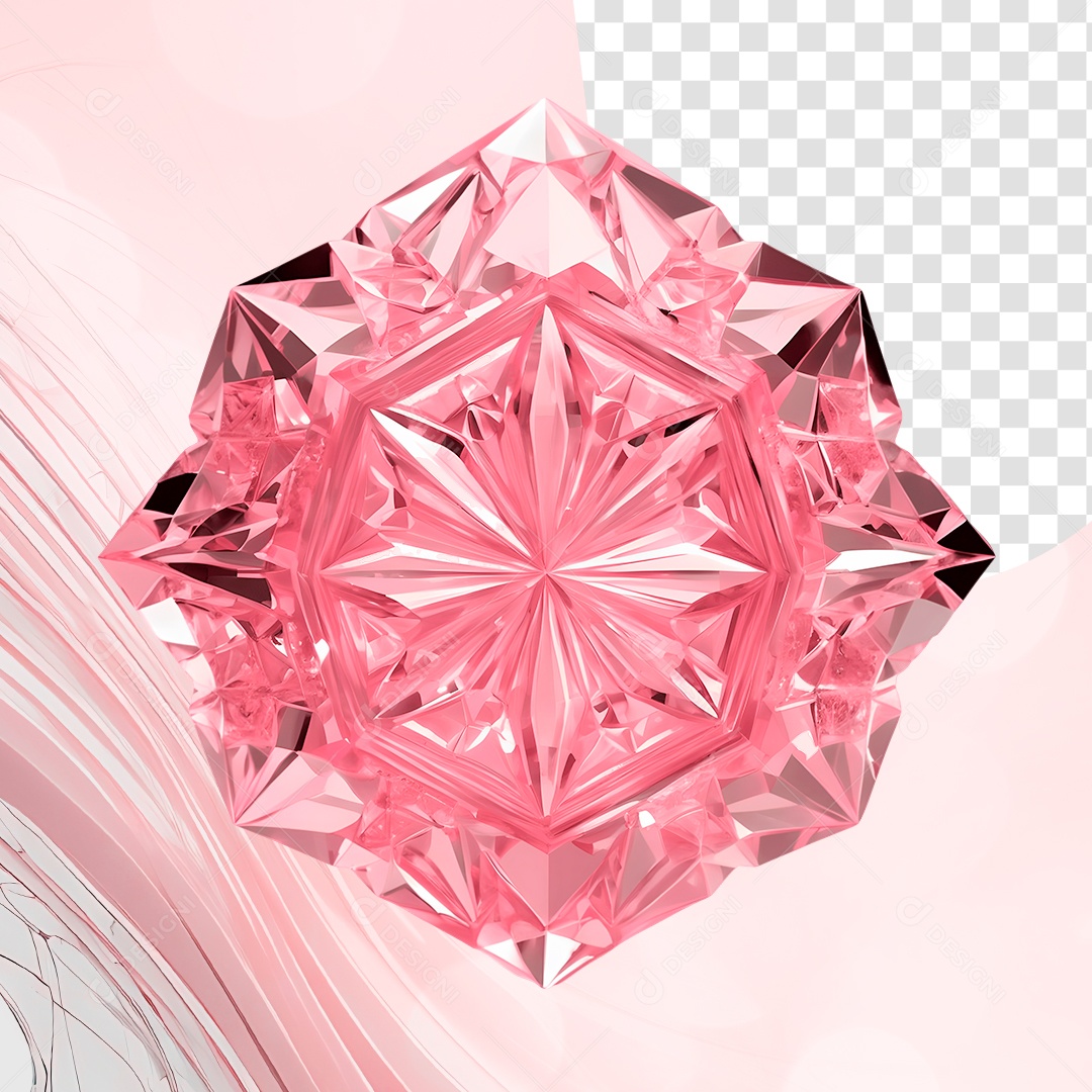 Diamante de Cristal Elemento 3D Rosa para Composição PSD
