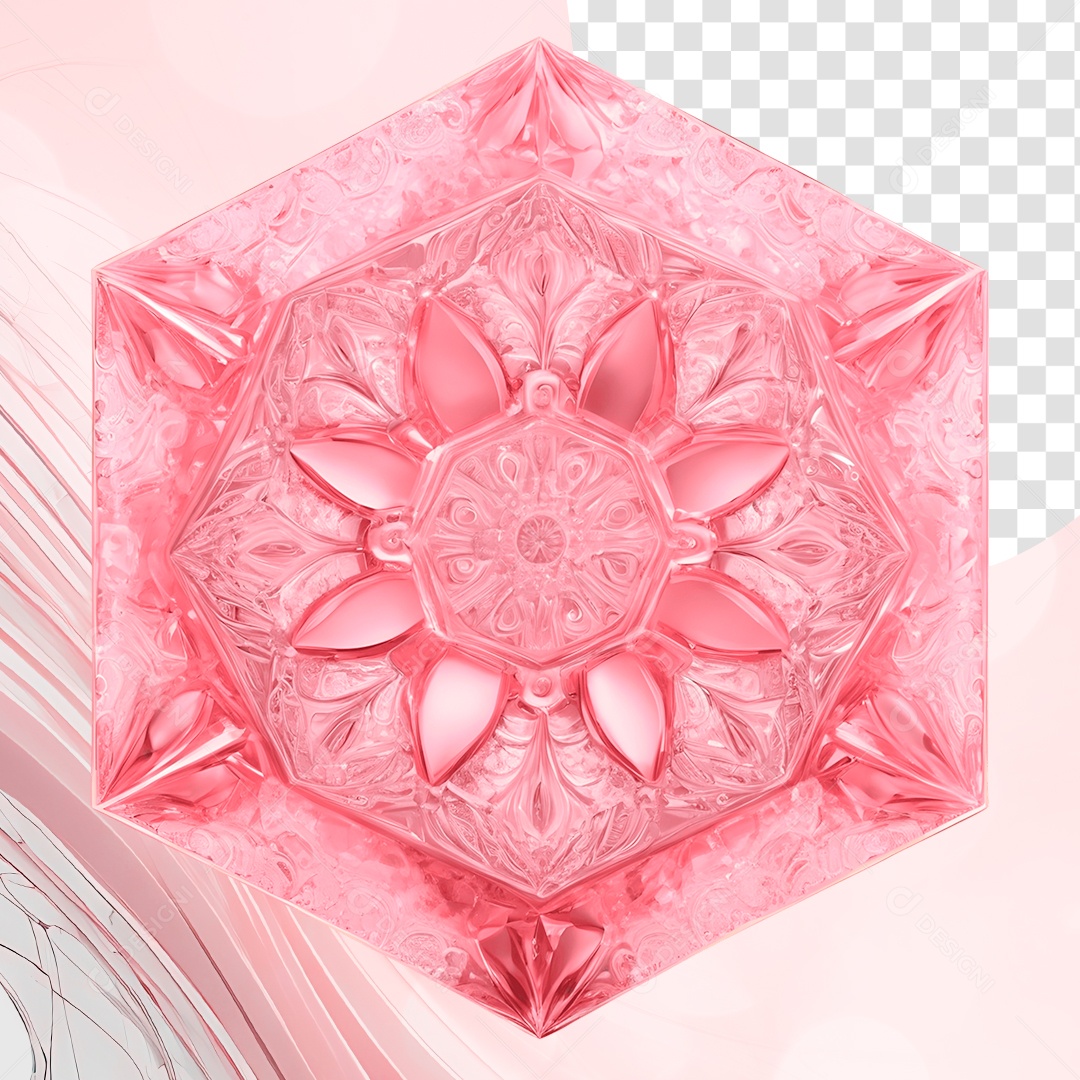 Diamante de Cristal Rosa Elemento 3D para Composição PSD